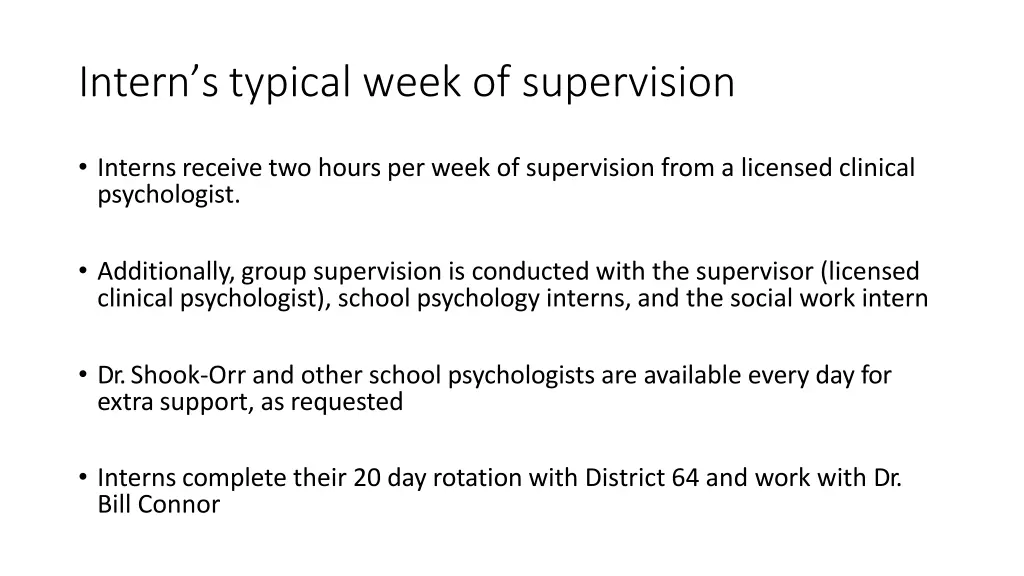 intern s typical week of supervision