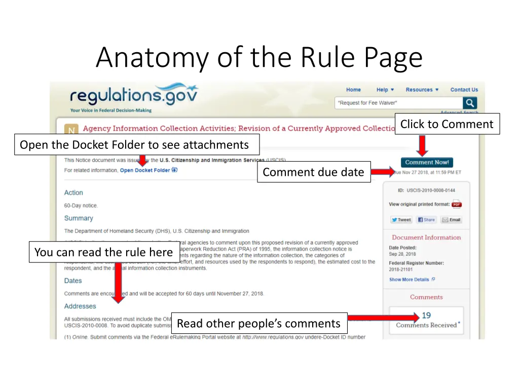 anatomy of the rule page