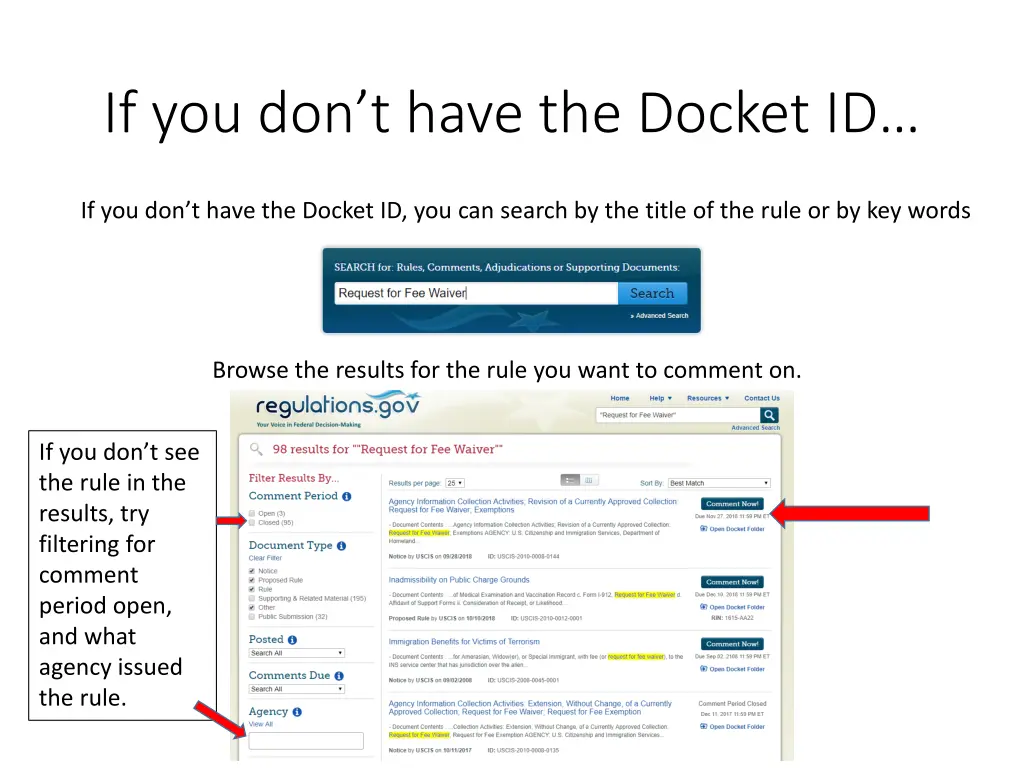if you don t have the docket id