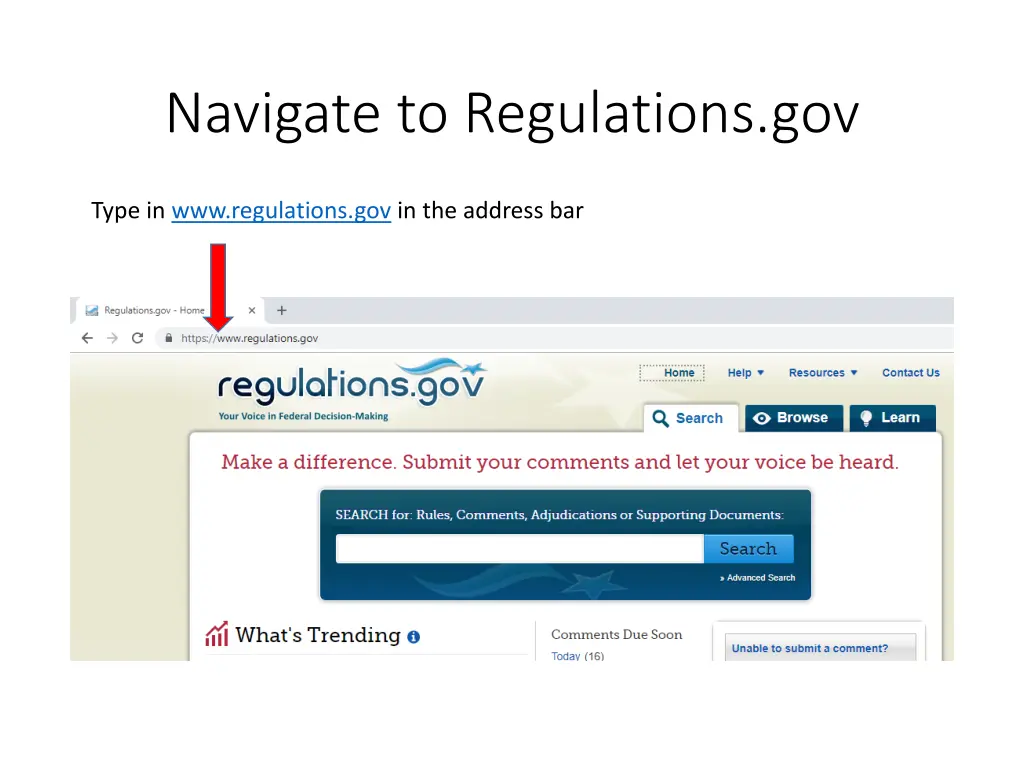 navigate to regulations gov