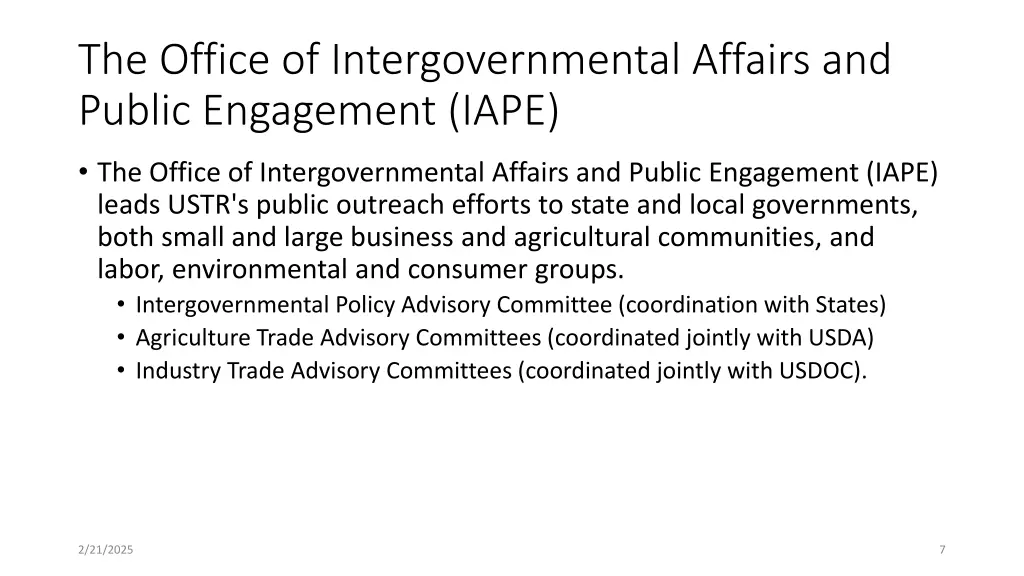 the office of intergovernmental affairs