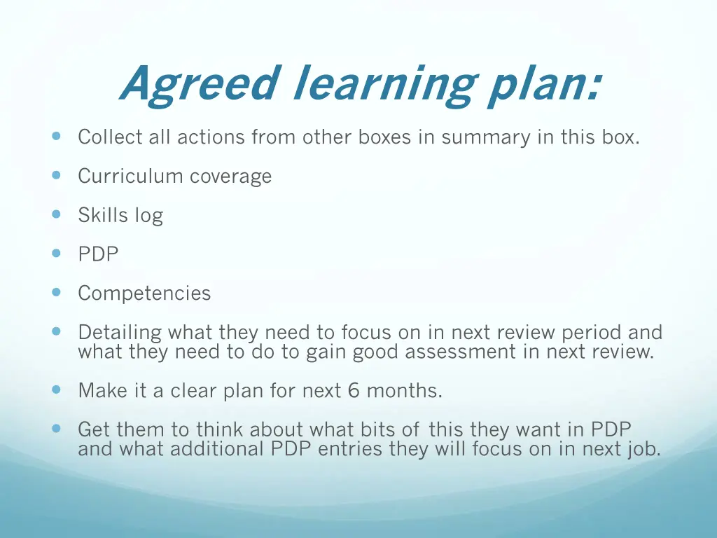 agreed learning plan
