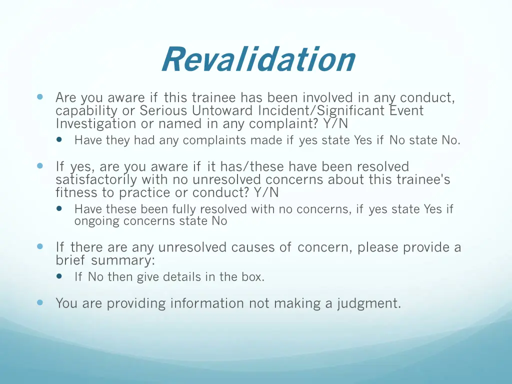 revalidation