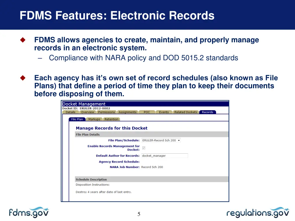 fdms features electronic records