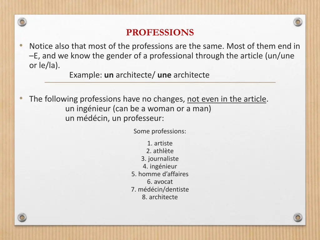 professions