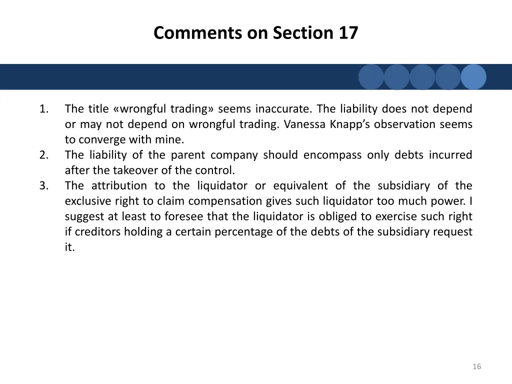 comments on section 17