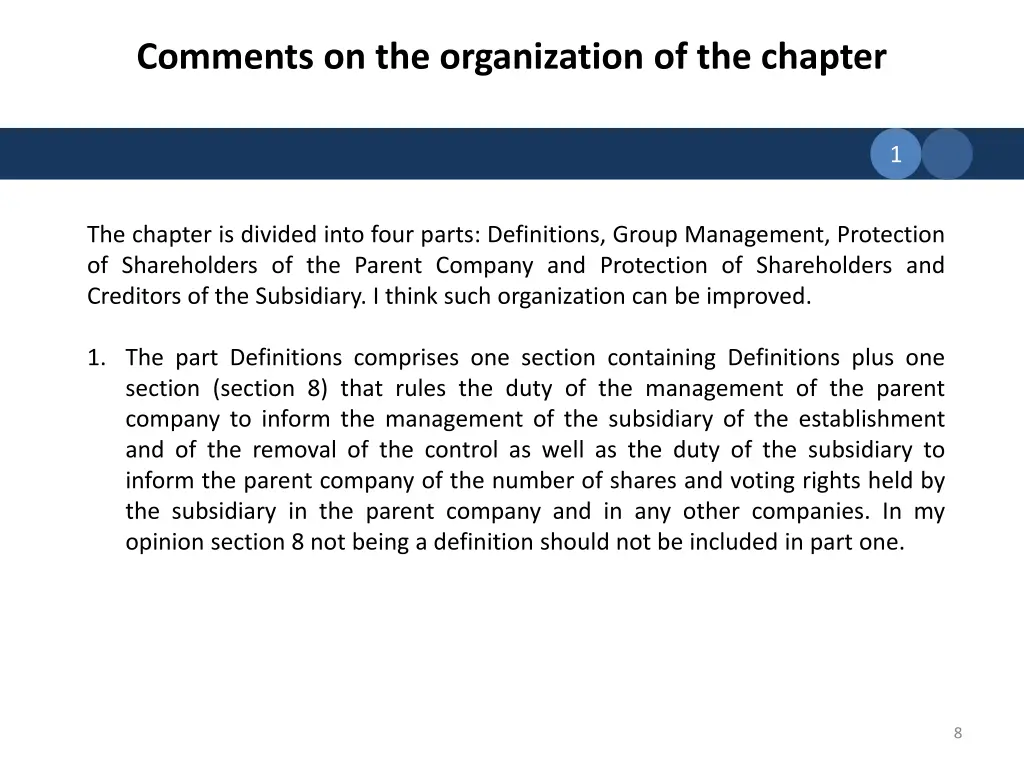 comments on the organization of the chapter