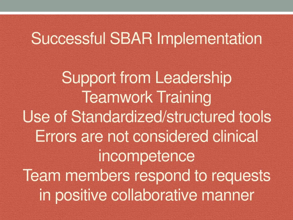 successful sbar implementation