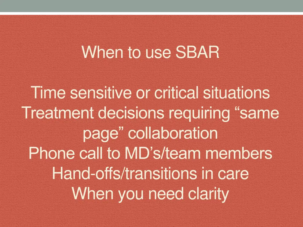 when to use sbar