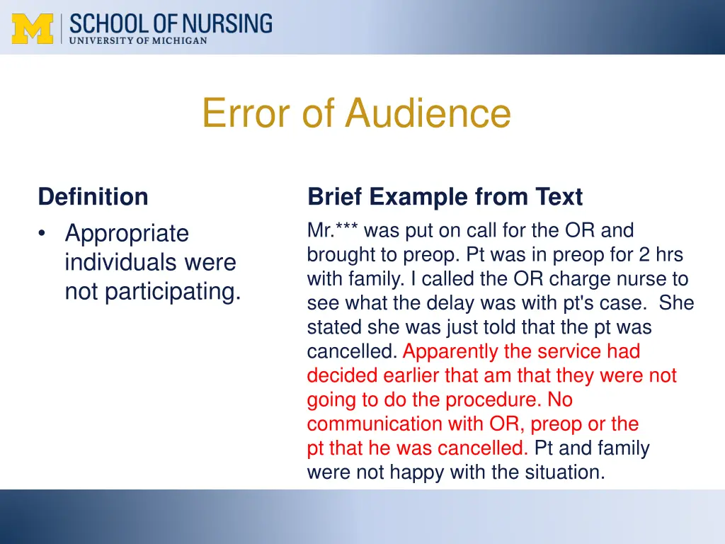 error of audience