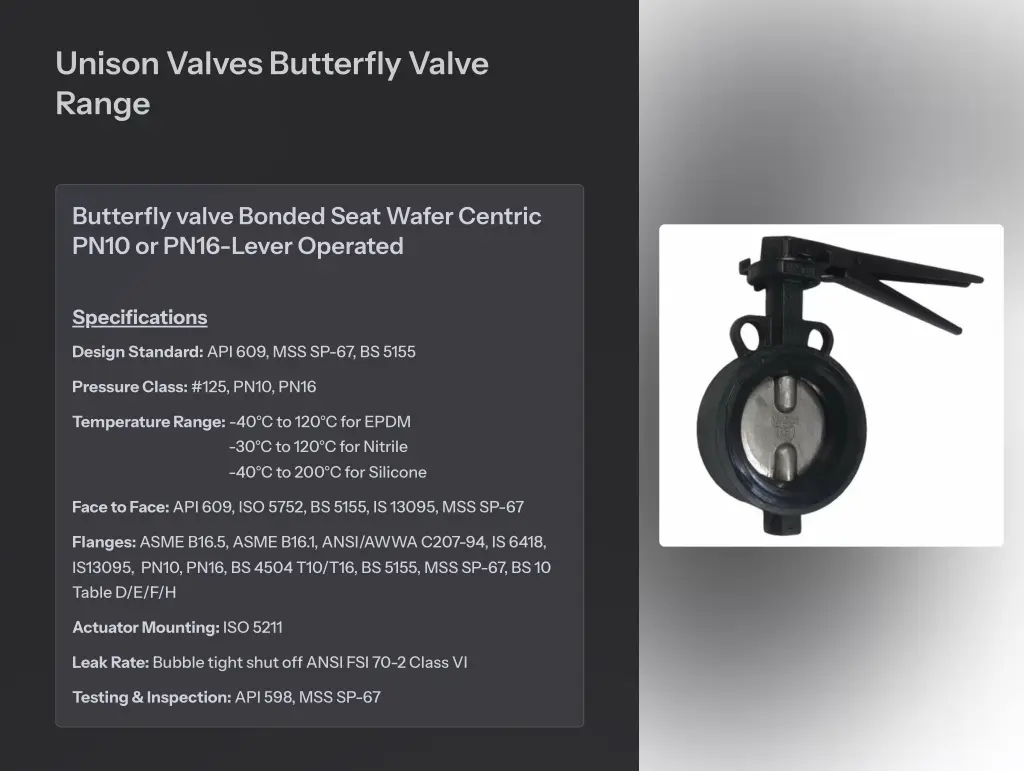 unison valves butterfly valve range 1