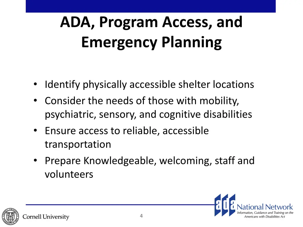 ada program access and emergency planning