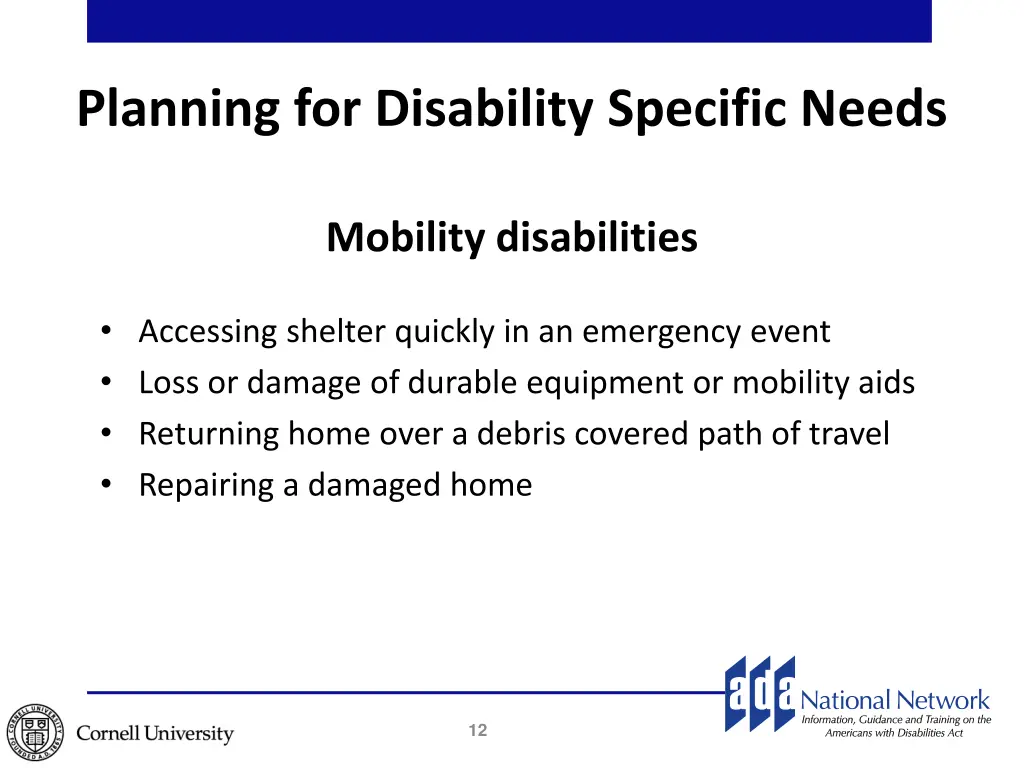 planning for disability specific needs