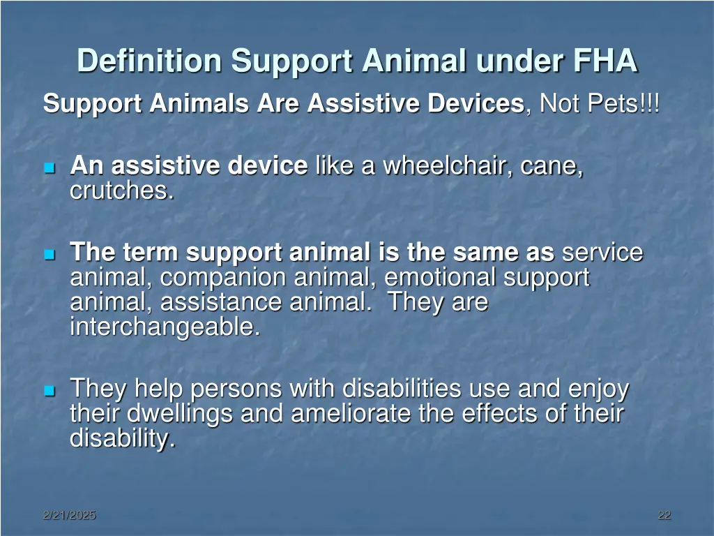 definition support animal under fha support