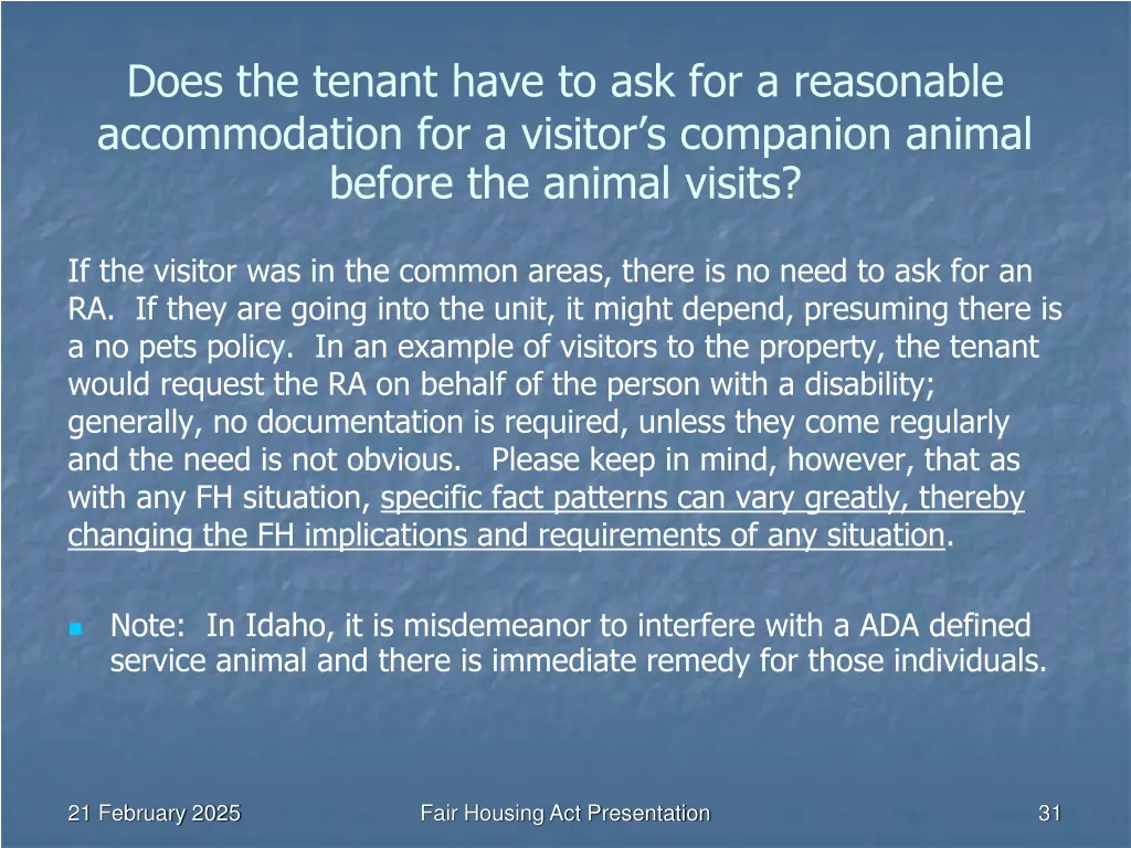does the tenant have to ask for a reasonable