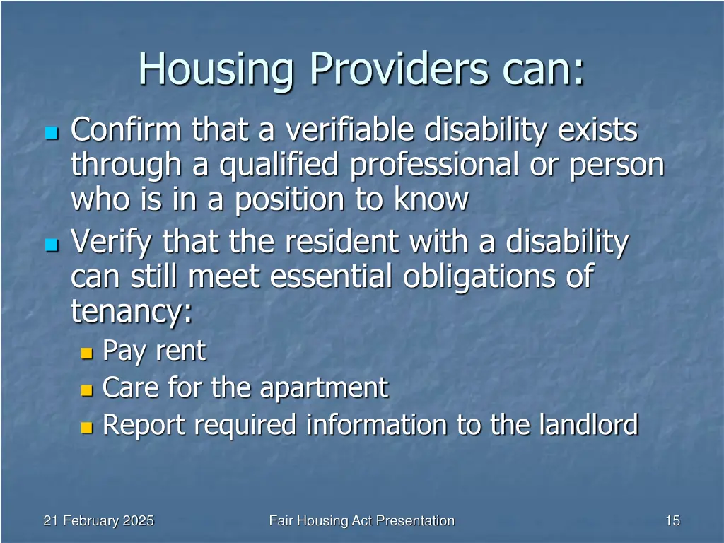 housing providers can