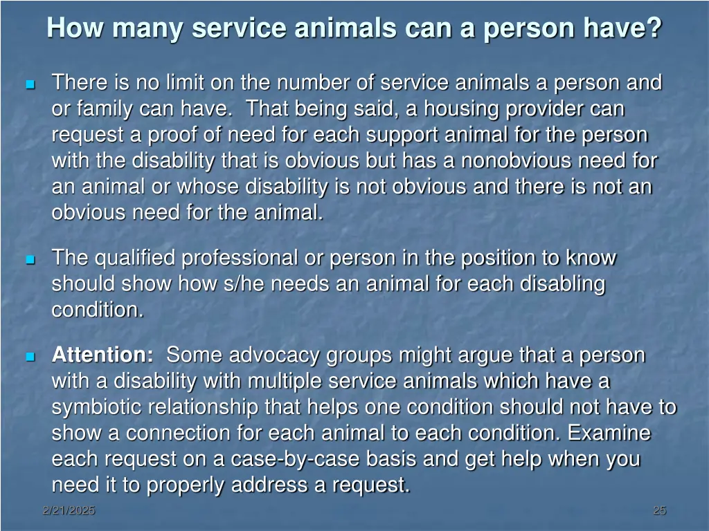how many service animals can a person have