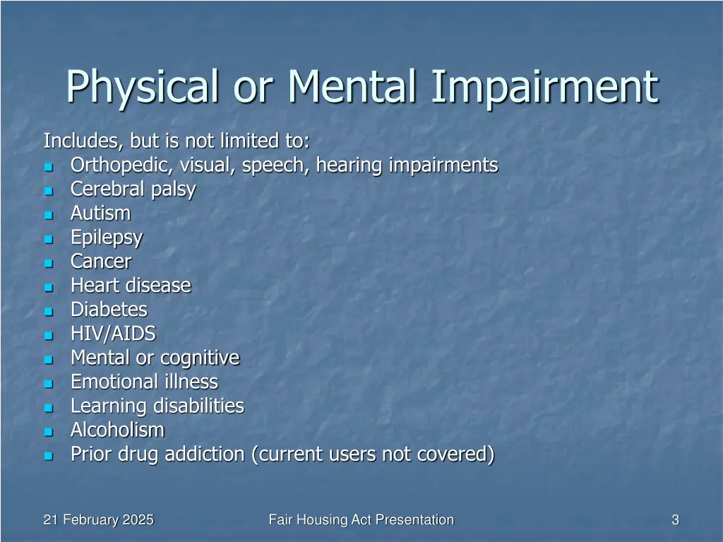 physical or mental impairment
