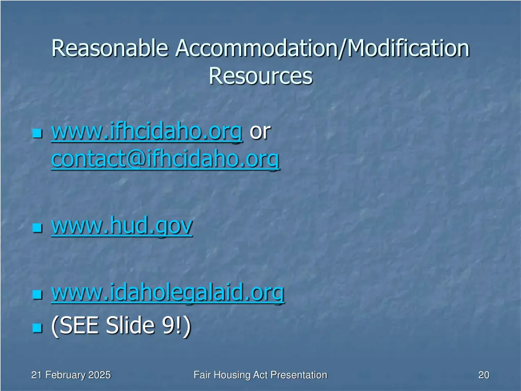 reasonable accommodation modification resources