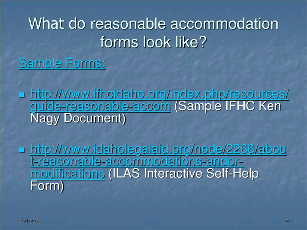 what do reasonable accommodation forms look like