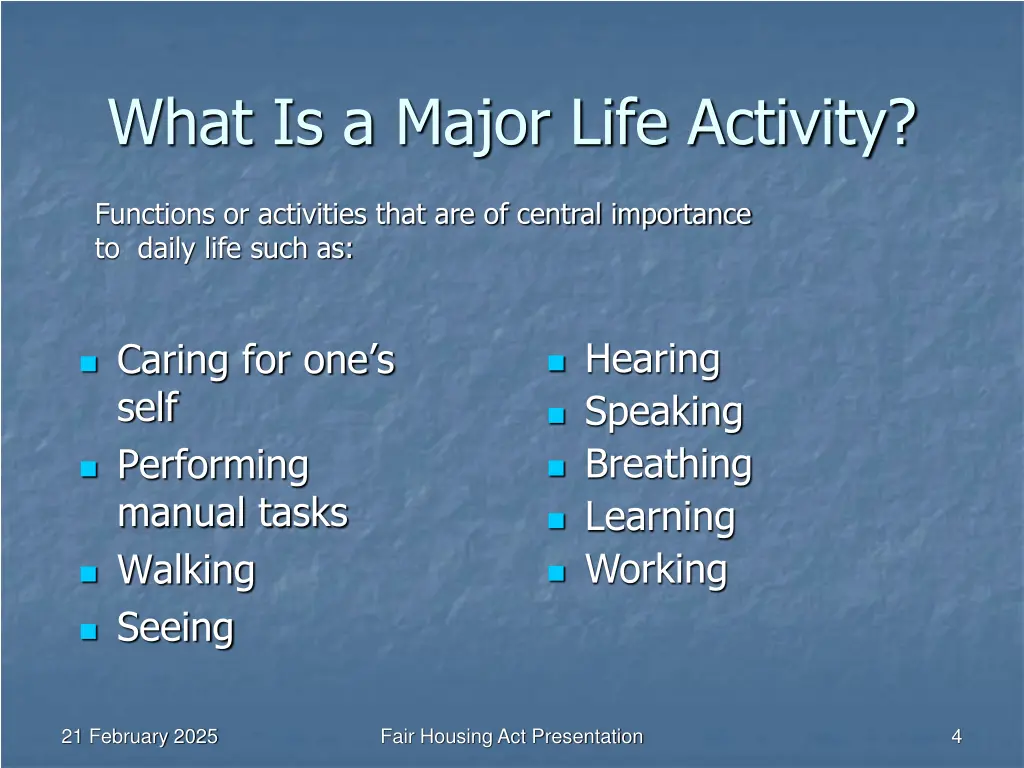 what is a major life activity
