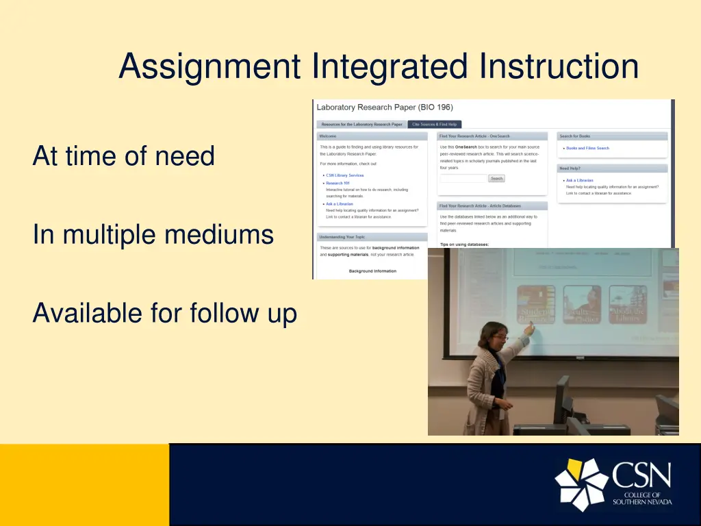 assignment integrated instruction