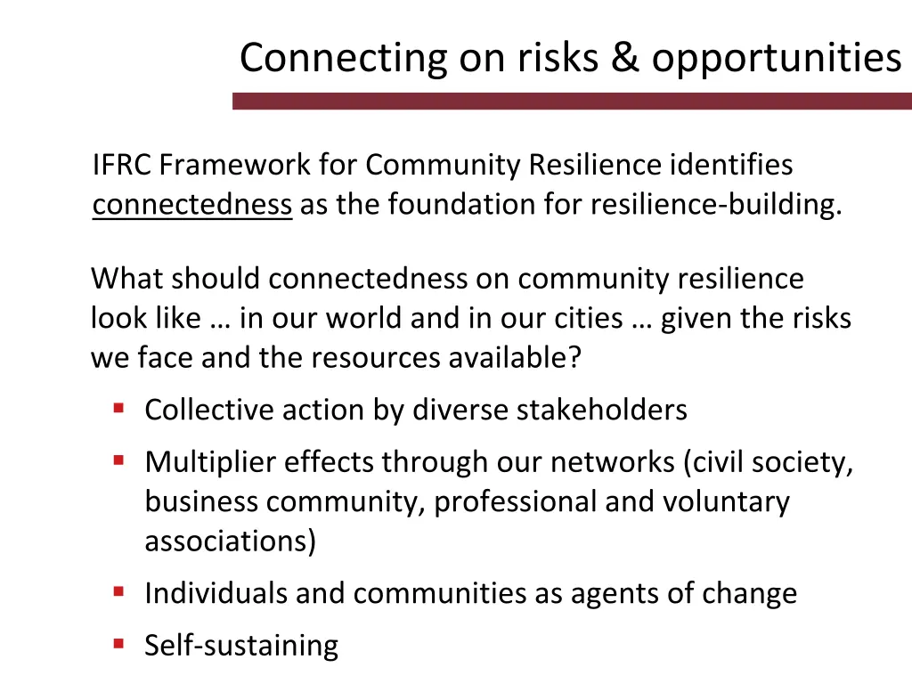 connecting on risks opportunities