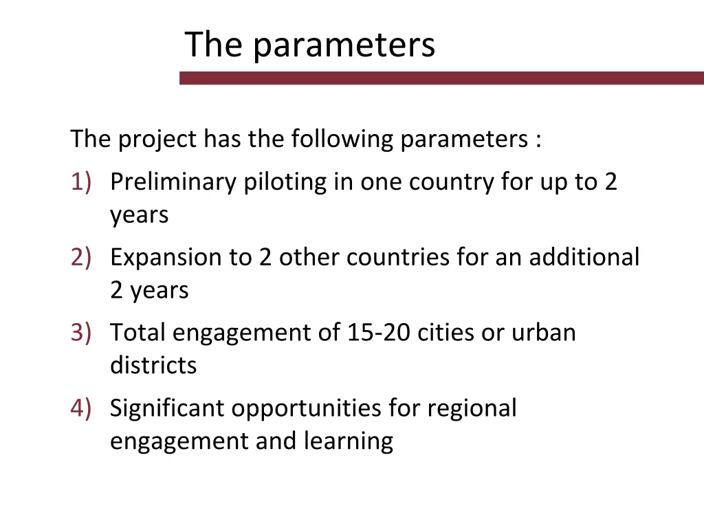 the parameters