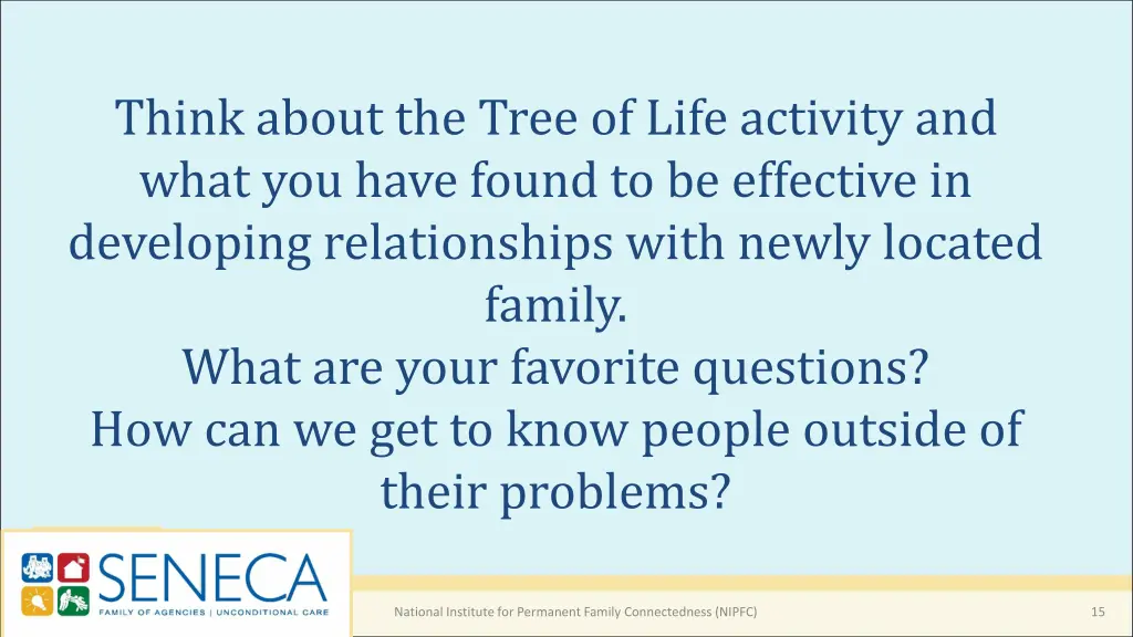 think about the tree of life activity and what