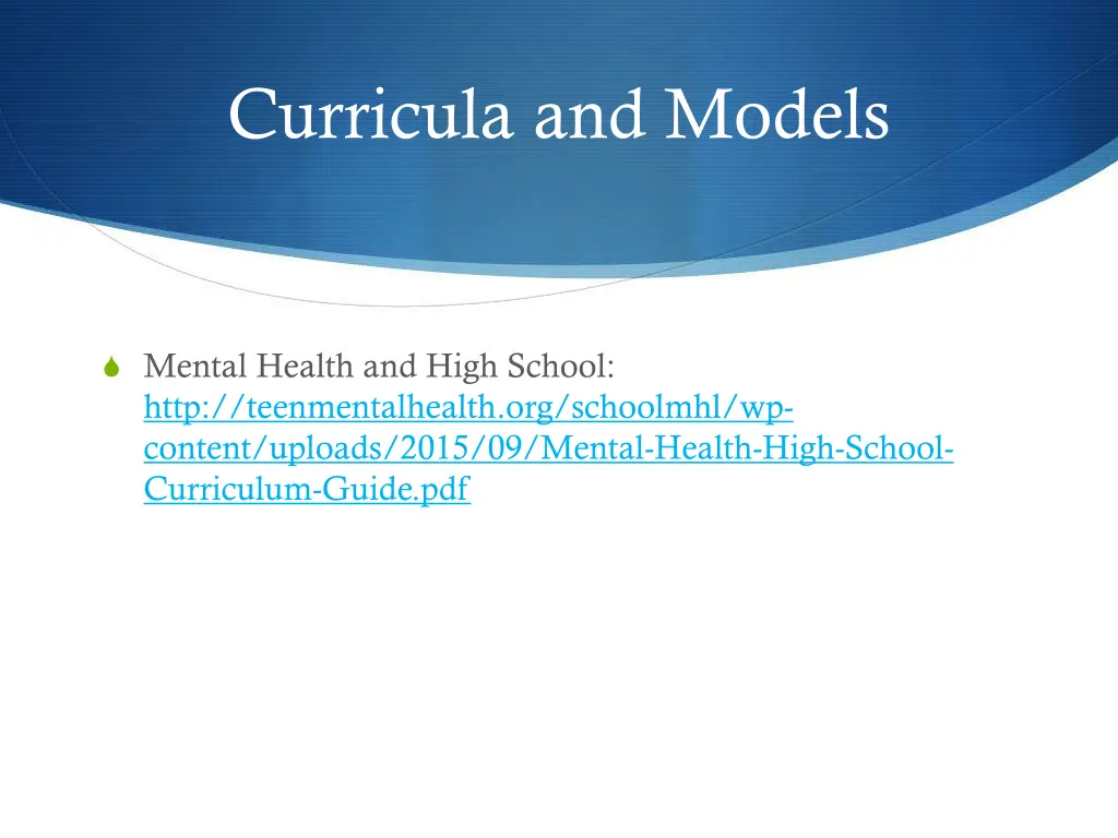 curricula and models