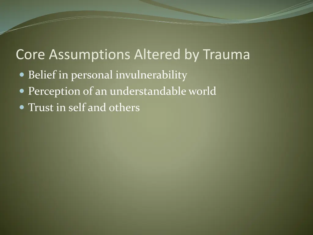core assumptions altered by trauma