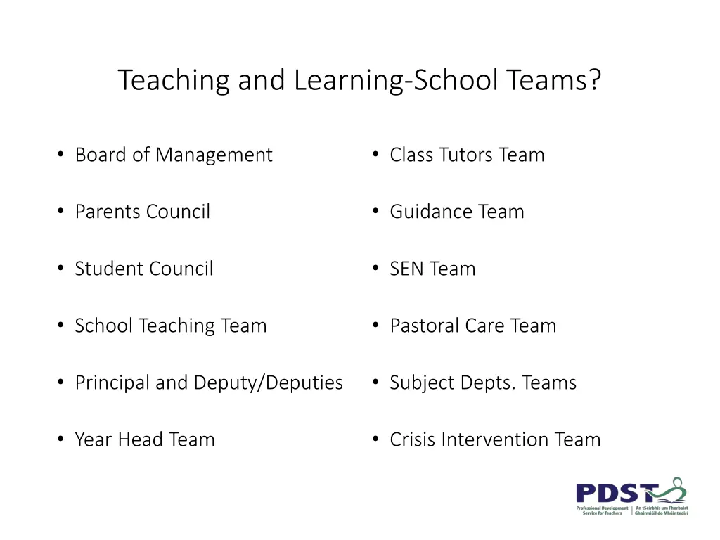 teaching and learning school teams