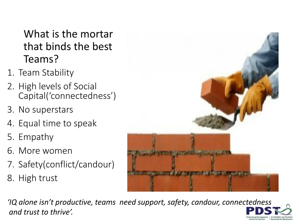 what is the mortar that binds the best teams