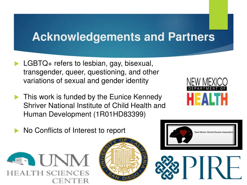 acknowledgements and partners