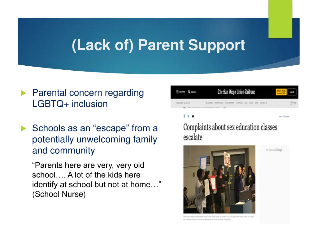 lack of parent support