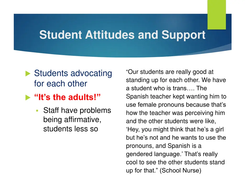 student attitudes and support