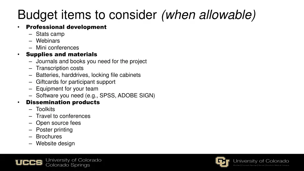 budget items to consider when allowable 1