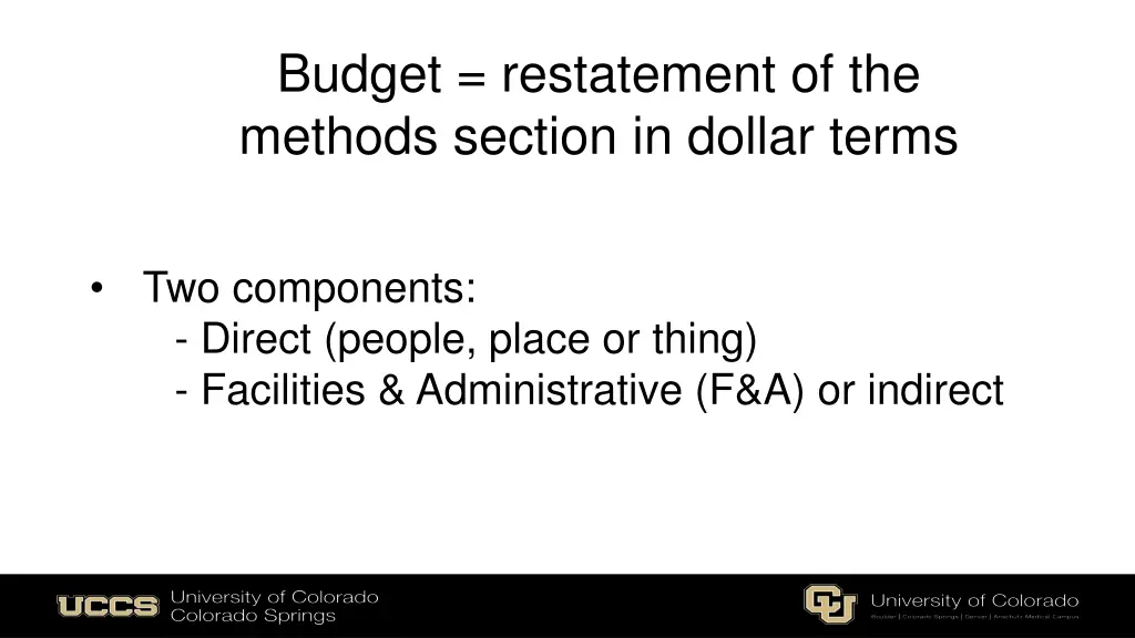 budget restatement of the methods section