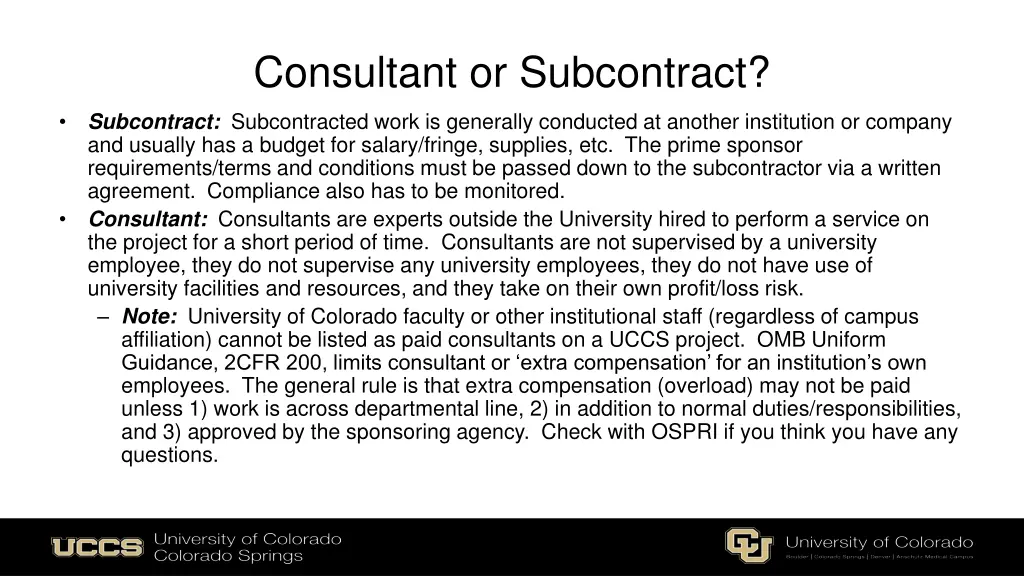 consultant or subcontract