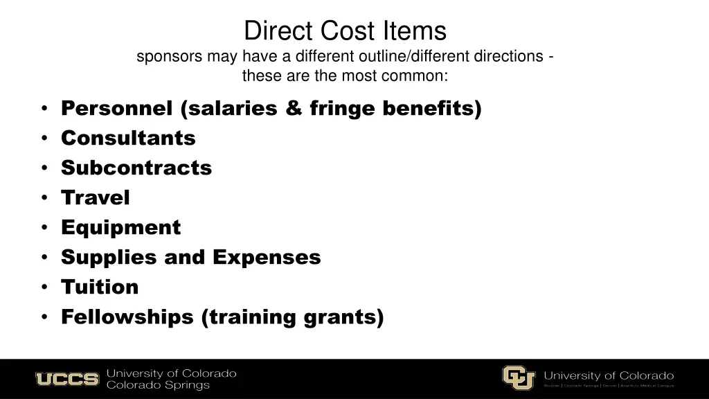 direct cost items