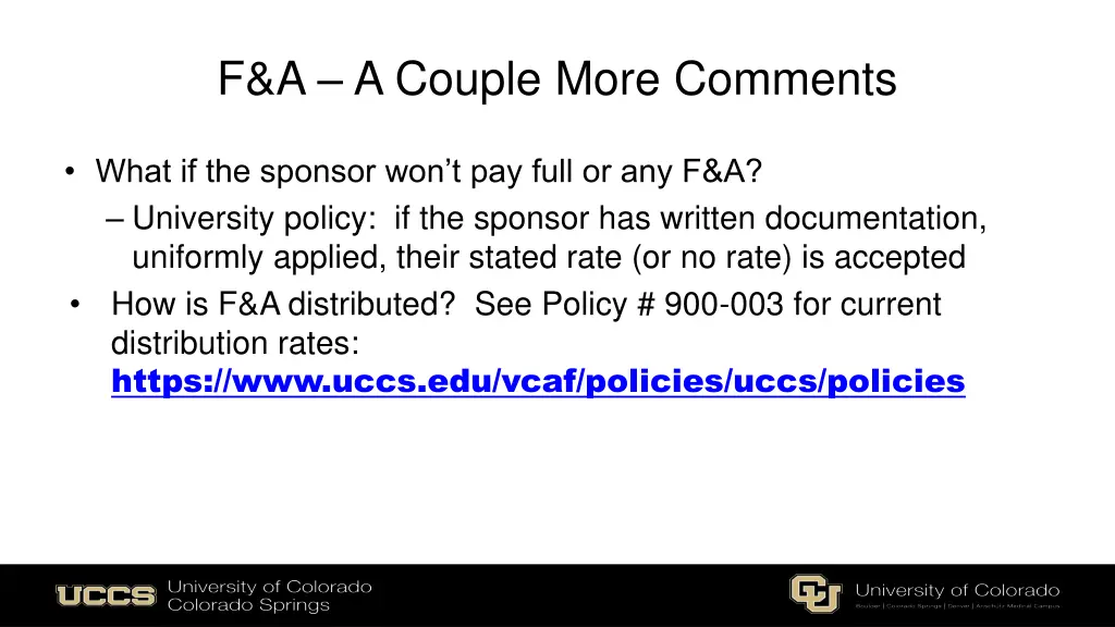 f a a couple more comments