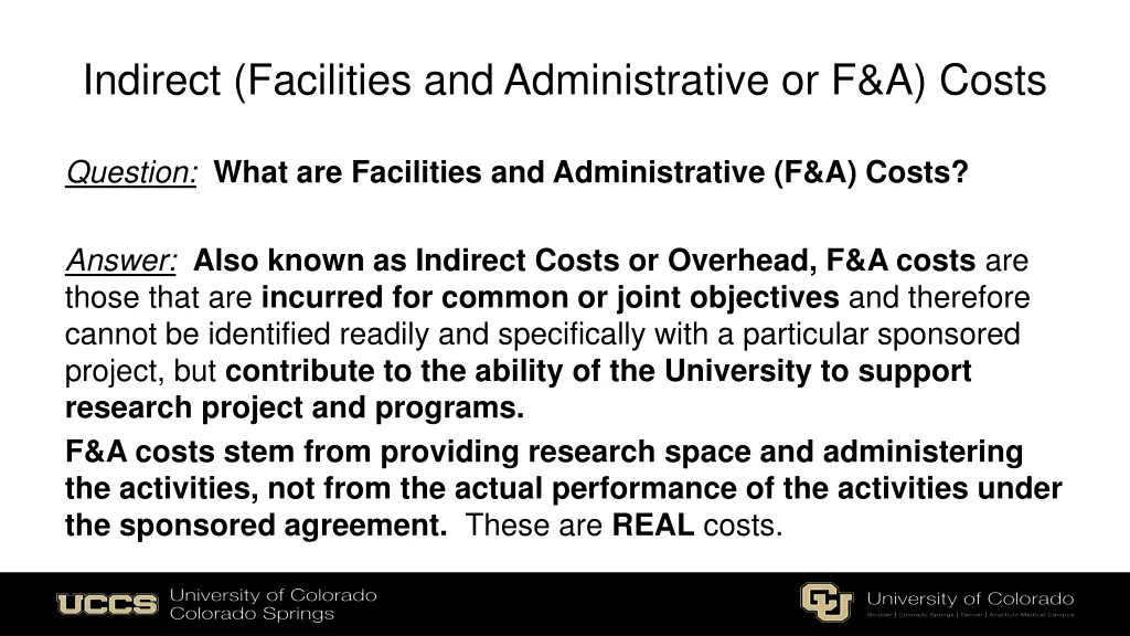 indirect facilities and administrative
