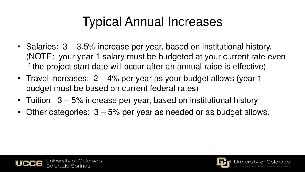 typical annual increases