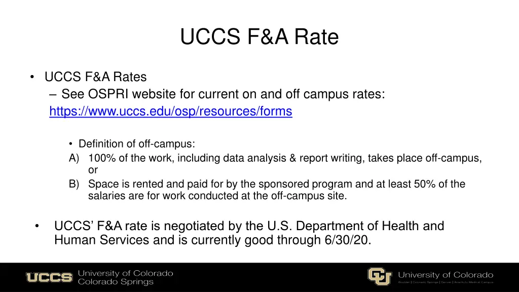 uccs f a rate