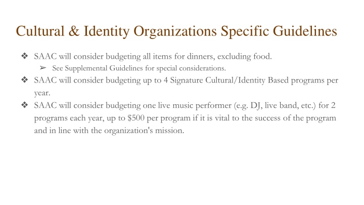cultural identity organizations specific