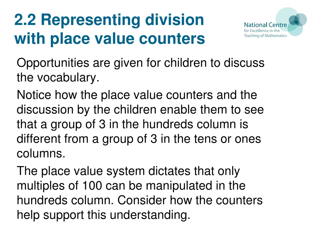 2 2 representing division with place value