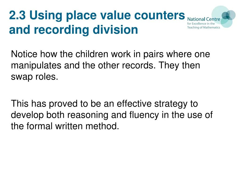 2 3 using place value counters and recording