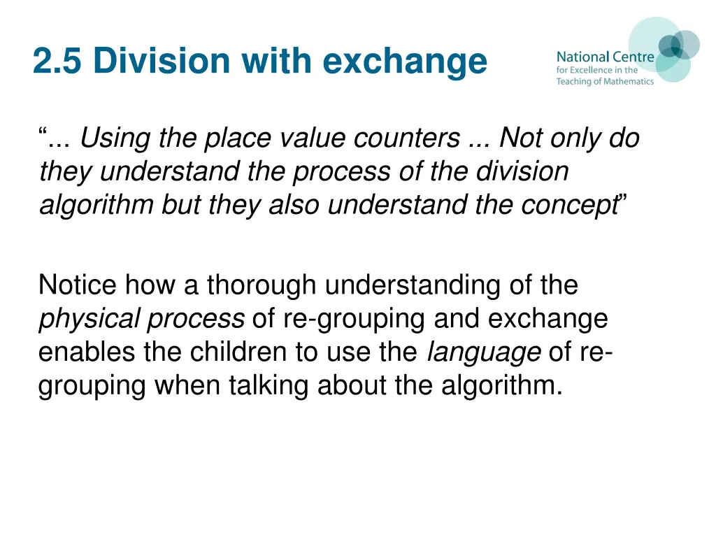 2 5 division with exchange
