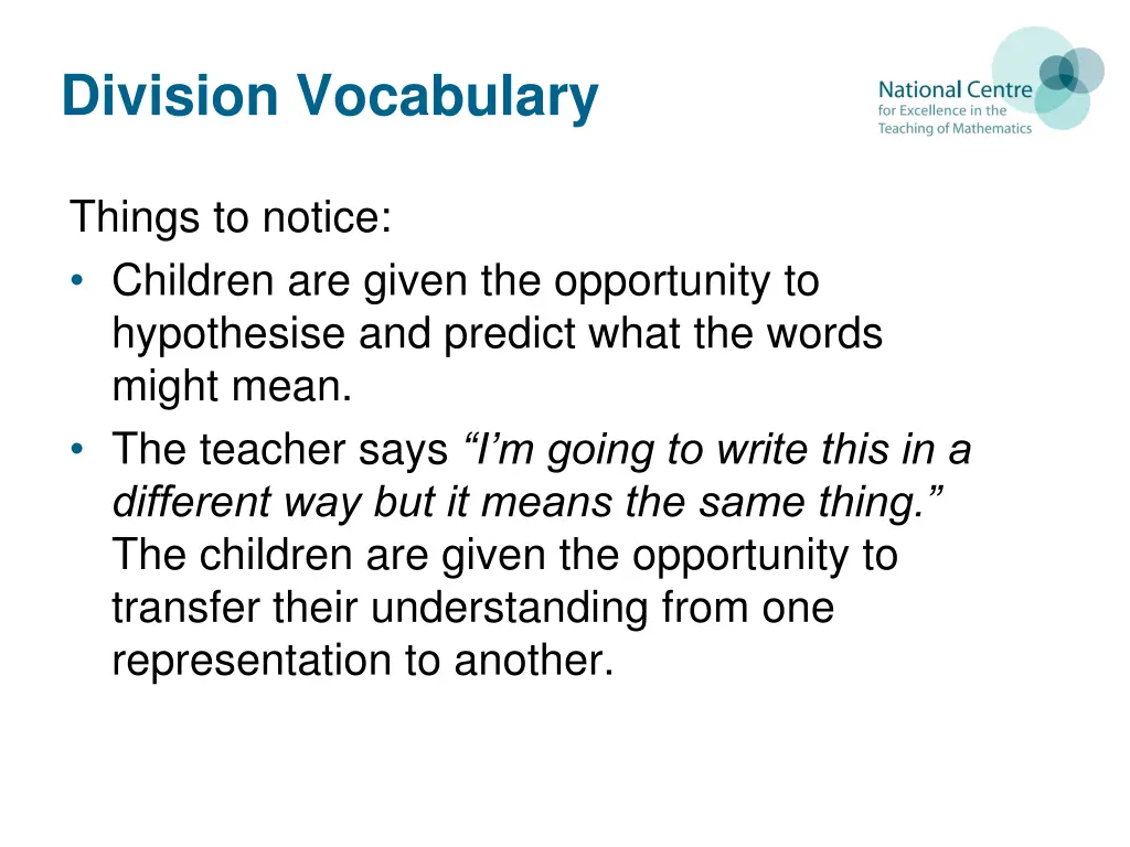 division vocabulary