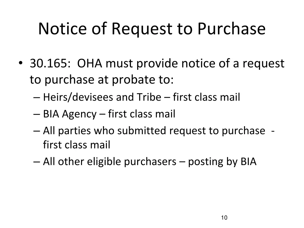 notice of request to purchase